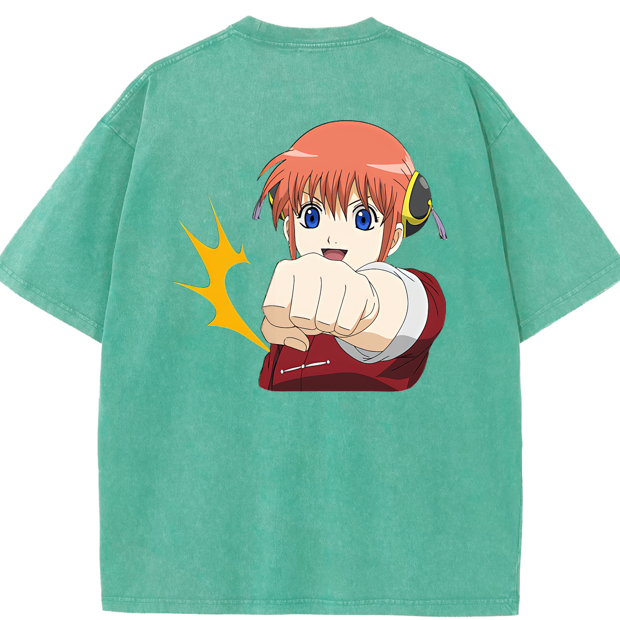 （画像用） ぎんたま 坂田銀時（さかたぎんとき） 神楽 志村新八（しむら しんぱち） GINTAMA Sakata Gintoki Kagura Shimura Shinpachi 綿100% ヴィンテージ風 半袖Tシャツ（背面プリント）